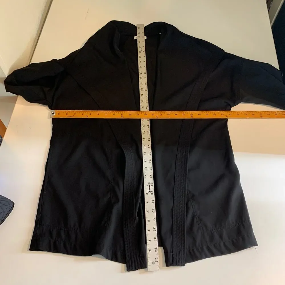 Max Studio Jacket Womens 1X Plus Black Twill Loose Fit Drape Collar Open Front